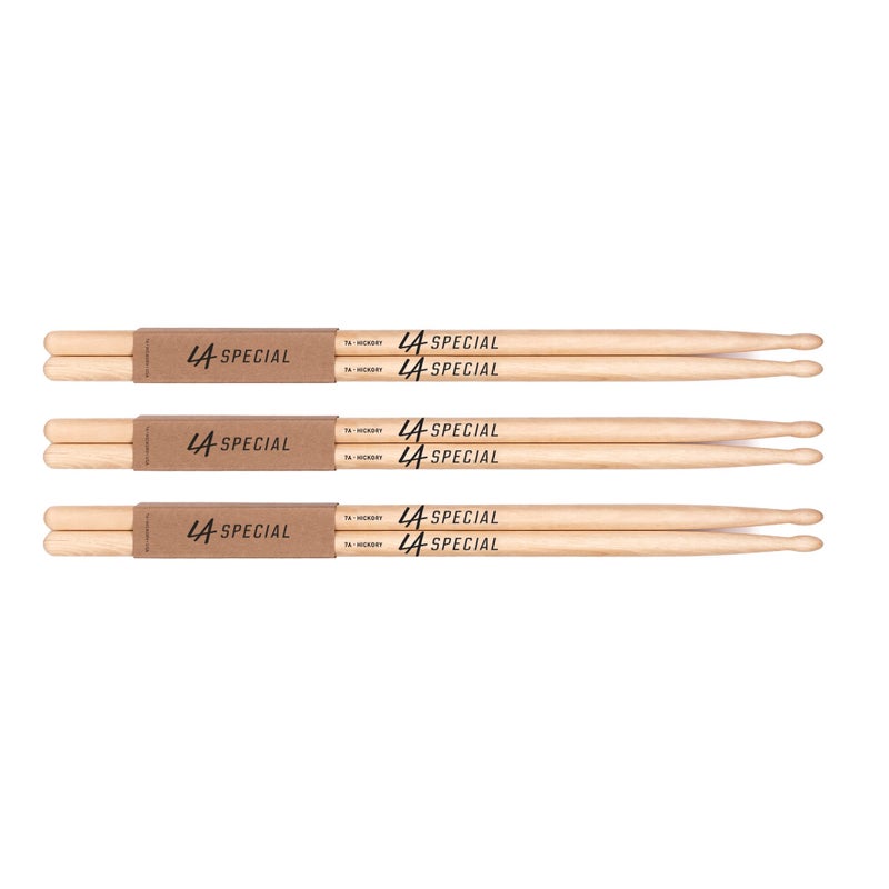 ProMark LA Specials Drum Sticks - 7A Drumsticks - Drum Sticks Set for Acoustic Drums or Electronic Drums - Oval Wood Tip - Hickory Drum Sticks - Consistent Weight and Pitch - 3 Pairs - Image 1
